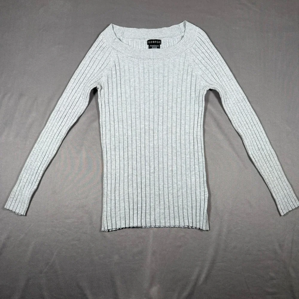 George Ribbed Knit Sweater Womens XS Light‎ Grey Heather Long Sleeve Casual Top